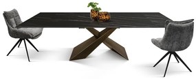 MIRABELLE -MASA BLAT DREPTUNGHIULAR NEGRU CU AURIU MAT EXTENSIBILA-PICIOR METALIC BRONZ 180 cm/ 90 cm