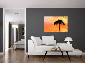 Tablou cu copac în apus de soare (90x60 cm)