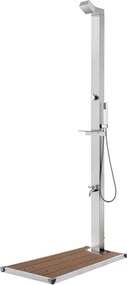 vidaXL Duș de grădină cu bază maro, 225 cm, oțel inoxidabil