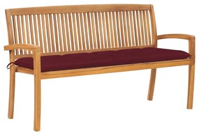 vidaXL Bancă de grădină stivuibilă cu pernă, 159 cm, lemn masiv tec
