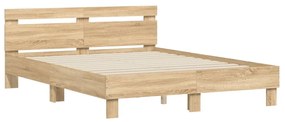 3207422 vidaXL Cadru de pat cu tăblie stejar sonoma 140x200 cm lemn prelucrat