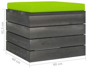 Set tabureti gradina din paleti cu perne, 2 buc., verde aprins, lemn masiv pin 2, verde aprins