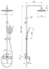 Coloana de dus culoare crom Deante, Peonia 2