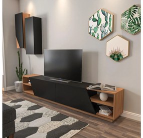 Mobilier living Ziva 2 (negru + teak). 1102660
