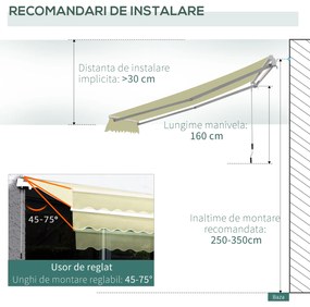 Outsunny copertina pentru soare, cu manivela, 295 x 250 cm | AOSOM RO