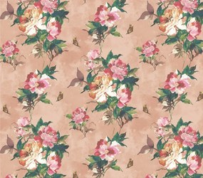 Tapet Madama Butterfly, Coral Rose Luxury Floral, 1838 Wallcoverings, 5.3mp / rola