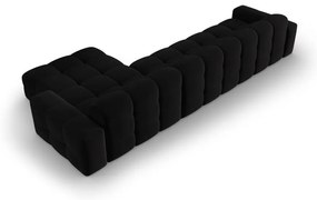 Colțar negru cu tapițerie din catifea (pe partea dreaptă) Kendal – Micadoni Home