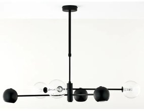 Lustră pe tijă Jupiter 1995 MOKA 3xGU10/10W/230V + 3xG9/10W/230V negru/transparent