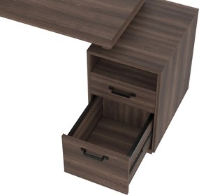 Birou modern în stil minimalist, blat din MDF cu cadru din țeavă de oțel, design multifuncțional de depozitare, 161x54x76,3 cm, Maro