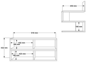 Set mobilier living Kakomo, Pako World, Alb, 170x29x43 cm