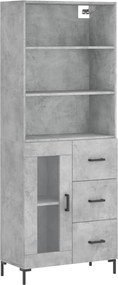 vidaXL Dulap înalt, gri beton, 69,5x34x180, lemn compozit