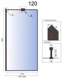 Paravan dus walk-in Aero – 120×195 cm