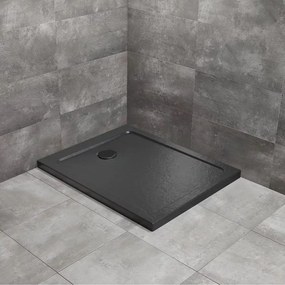 Cadita dus dreptunghiulara Radaway Doros F Stone 150x80 cm acril negru