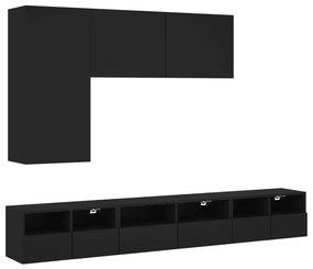 3216559 vidaXL Comode TV de perete, 5 piese, negru, lemn prelucrat