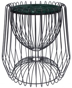 Masuta de cafea rotunda din marmura si fier 50x50x51 cm verde/negru