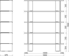 Bibliotecă galbenă din metal 120x156x37 cm Hes – noo.ma