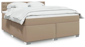 3288435 vidaXL Pat box spring cu saltea, cappuccino, 180x200cm piele ecologică