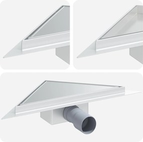 vidaXL Dren de duș triunghiular 2 în 1 Argintiu 32 x 32 x 7,5 cm