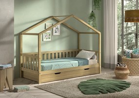 Pat Căsuță NATURE cu Protecție Integrată și Sertar, Stejar Masiv – Dallas – Vipack