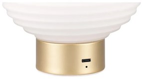 Veioză albă/aurie LED cu intensitate reglabilă cu abajur din sticlă (înălțime 14,5 cm) Earl – Reality