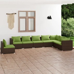 3102372 vidaXL Set mobilier de grădină cu perne, 8 piese, maro, poliratan