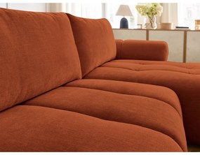 Colțar cărămiziu extensibil/cu spațiu de depozitare (cu colț pe partea dreaptă/cu șezlong) Fuji – Bobochic Paris