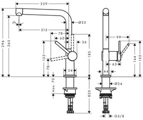 Baterie de bucatarie monocomanda, Hansgrohe, Talis M54 270, crom