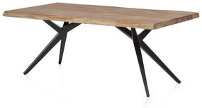 Masa dreptunghiulara cu blat din lemn de salcam Tables&amp;Co 180x90 cm maro/negru