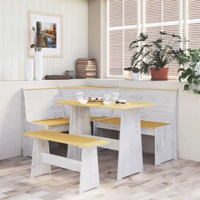 Set mobilier bucătărie, 3 piese, maro miere&alb, lemn masiv pin