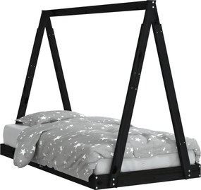 vidaXL Cadru de pat pentru copii, negru, 80x160 cm, lemn masiv de pin
