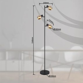 Globo 54309SB - Lampadar TOKKI 3xE14/40W/230V negru