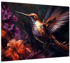 Tablou pe sticlă - Colibri (70x50 cm)
