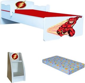 Pat copii Flash cu saltea si etajera cadou