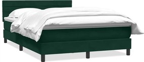 vidaXL Pat box spring cu saltea, verde închis, 160x220 cm, catifea