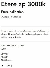 Aplica LED Exterior, Negru, Protectie IP44, Etere ap 3000k
