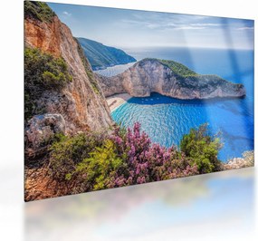 Tablou pe sticlă - Plaja Navagio, Grecia (70x50 cm)