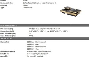 Set 4 masute de cafea design elegant Nio, alama-negru 113961 HZ
