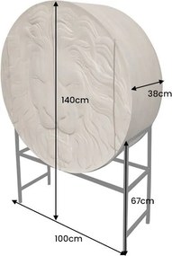 Bufet Elegant din Lemn de Mango, Albit, LION 140cm 3D