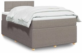 vidaXL Pat box spring cu saltea, taupe, 120x190 cm material textil