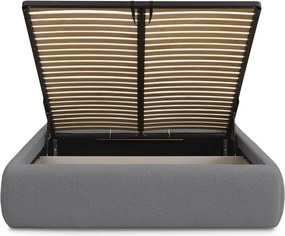 Pat matrimonial gri închis tapițat cu spațiu de depozitare/fără tăblie cu somieră 160x200 cm Inera – Bobochic Paris