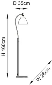 Endon 98748 - Lampadar FRANKLIN 1xE27/10W/230V alamă/negru