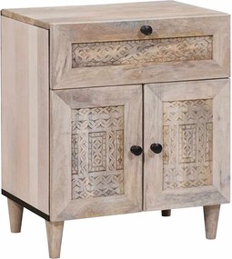 vidaXL Dulap de noapte cu ușă Bej 50 x 33 x 60 cm Lemn masiv de acacia