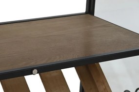 Suport pentru sticle din metal, lemn și sticlă, 102x32x60 cm, finisaj natural/negru