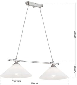 Lustra, Pendul realizat manual ARTDESIGN 2L, crom satinat/ alb opac