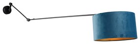 Aplică neagră cu abajur din catifea albastră 35 cm reglabilă - Blitz