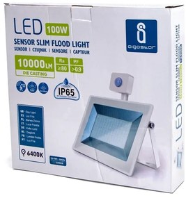 Proeictor LED cu senzor LED/100W/230V 6400K IP65 alb Aigostar