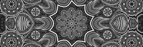 Tablou Mandala indiană cu model floral în design alb-negru