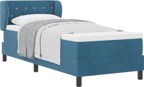 vidaXL Pat cu arcuri cu saltea Albastru închis 80 x 200 cm Catifea