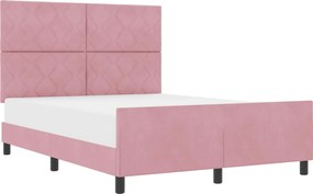 vidaXL Pat cu arcuri cu headboard Roz 160 x 200 cm Catifea