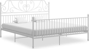 vidaXL Cadru de pat, alb, 200x200 cm, metal